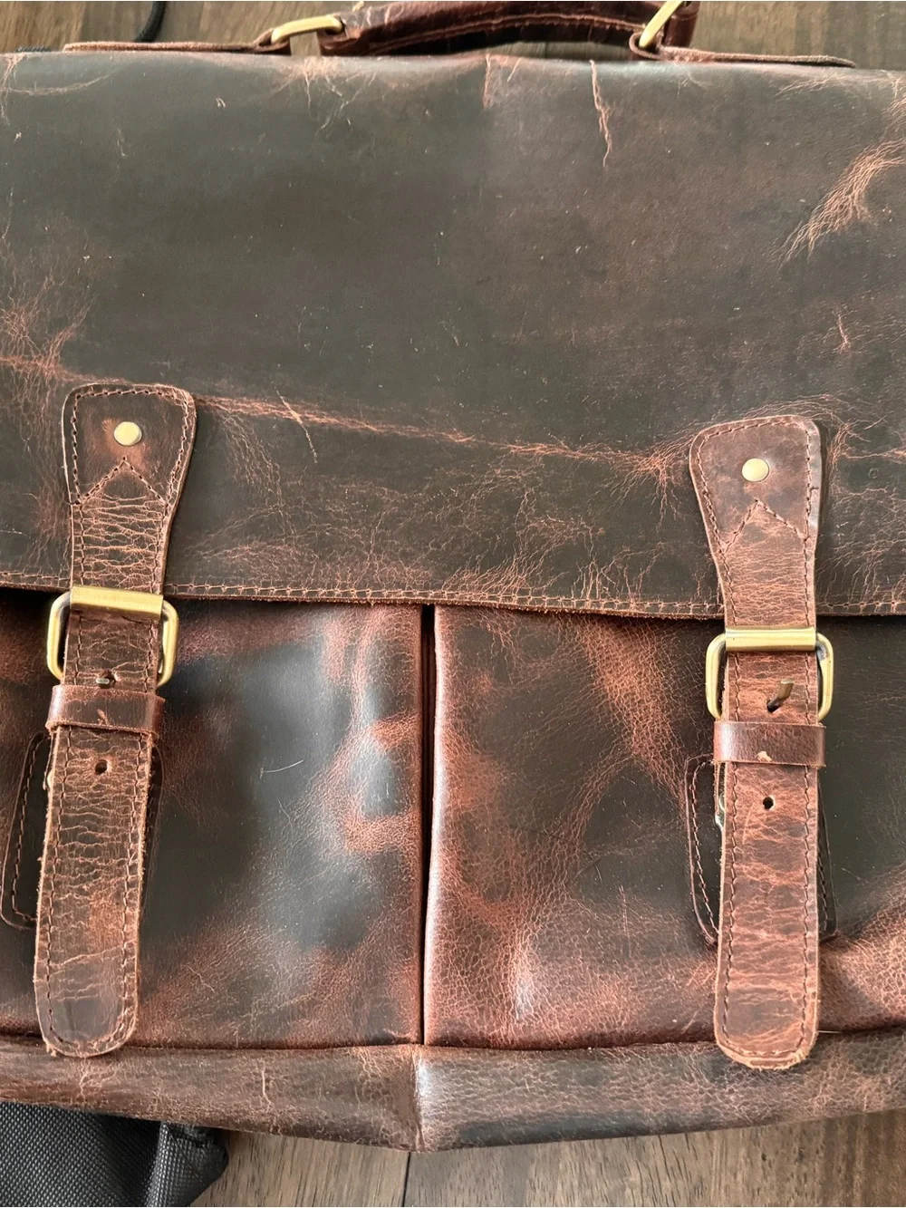 Leather Messenger Bag - Brown